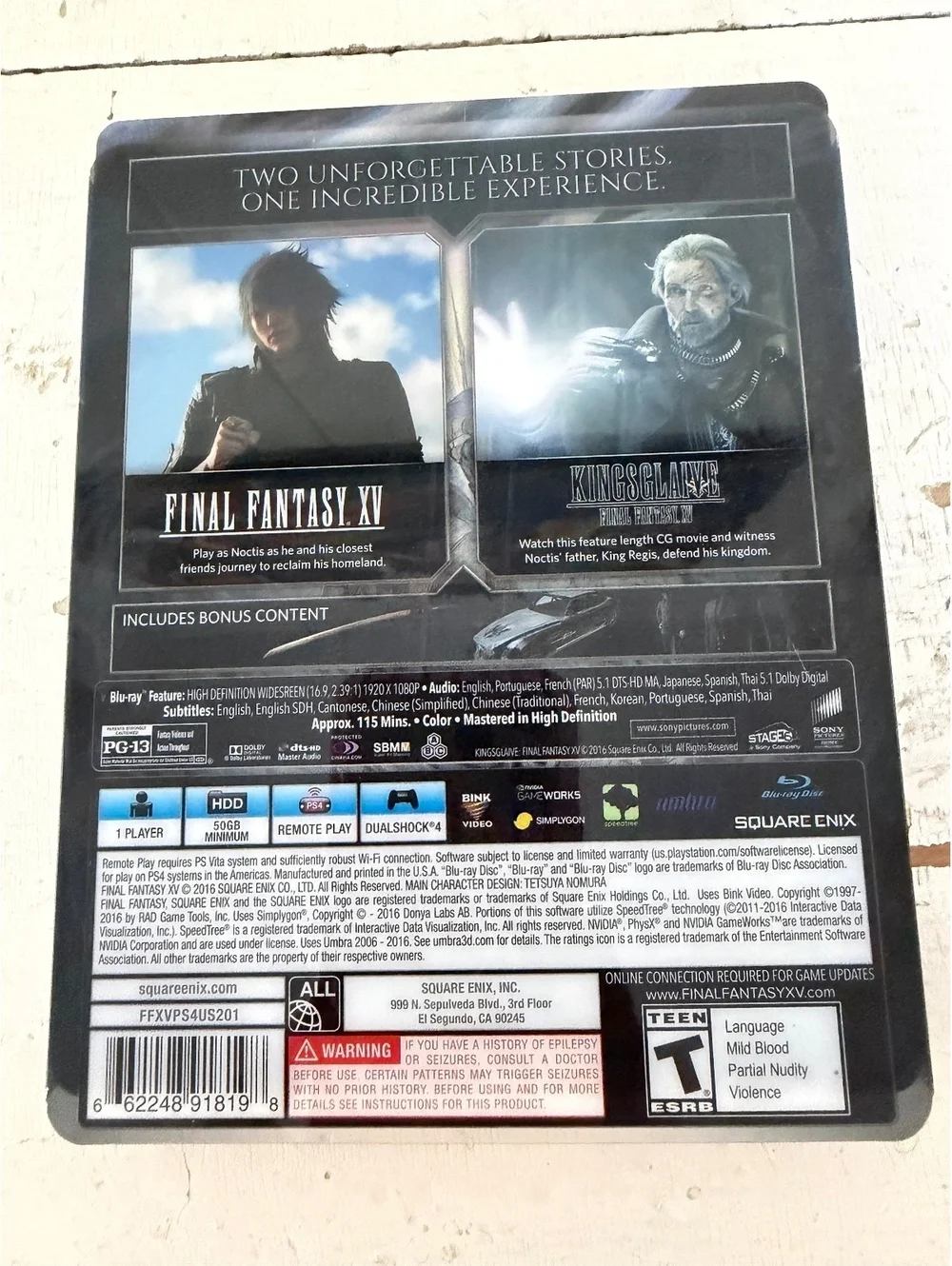 Final Fantasy XV Deluxe Edition PS4 Game with Steelbook Case and Bonus Content